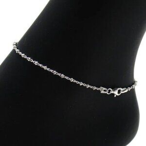 DAINTY STERLING SILVER FACETED BEAD ROLO LINK ANKLET. AVAILABLE IN 3 LENGTHS.